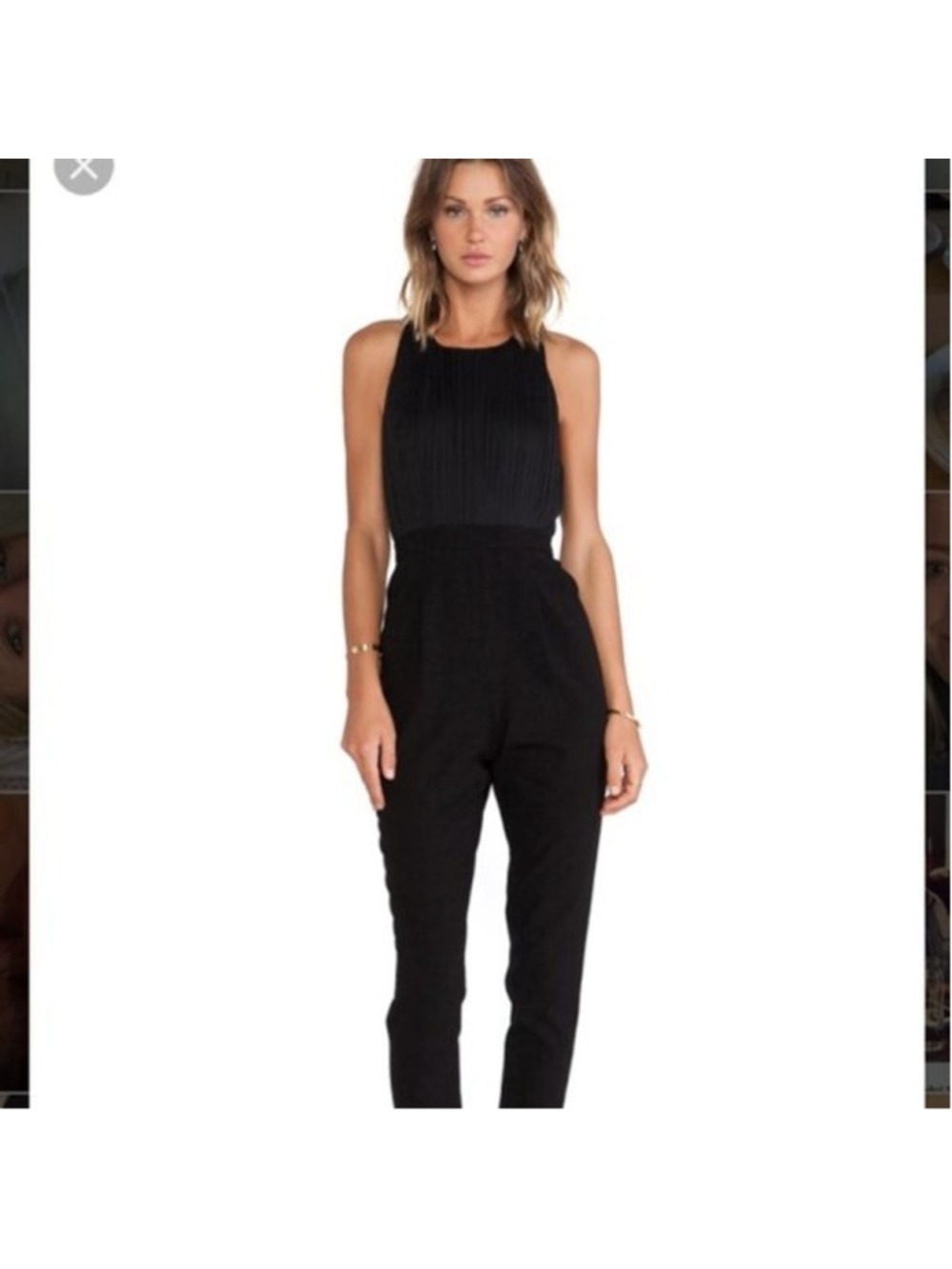 Women's Alice + Olivia Black Pleated Halter Jumpsuit Size 4